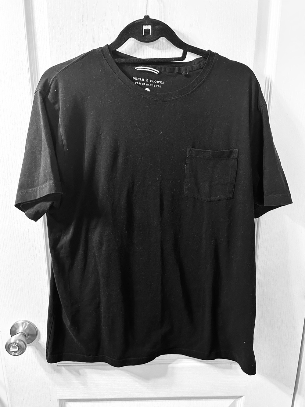 Denim & Flower Black Short-Sleeve Pocket Tee